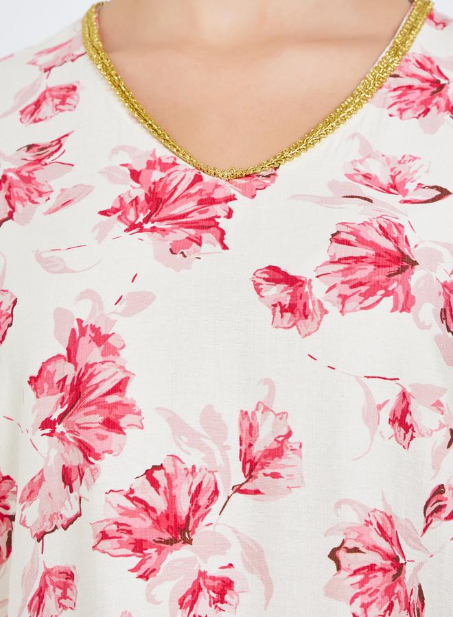 Amirah Women Floral Printed A-Line Jalabiya - Image 3